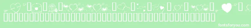 フォントKrCuoriDivertenti7 – 緑の背景に白い文字