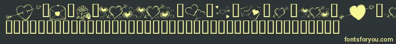 フォントKrCuoriDivertenti7 – 黒い背景に黄色の文字