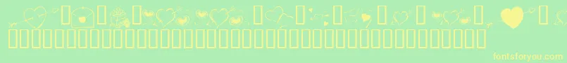 KrCuoriDivertenti7 Font – Yellow Fonts on Green Background