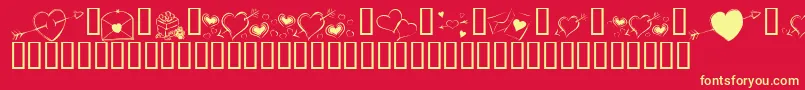 KrCuoriDivertenti7 Font – Yellow Fonts on Red Background