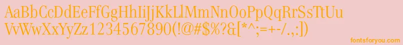 Genre-Schriftart – Orangefarbene Schriften auf rosa Hintergrund