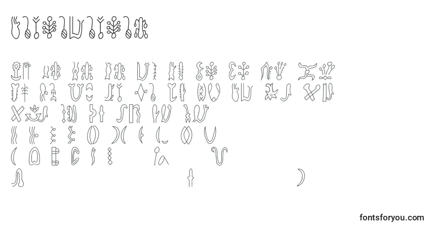 Schriftart Rongorongod – Alphabet, Zahlen, spezielle Symbole