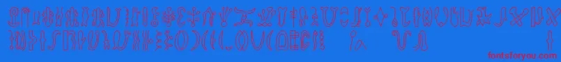 Rongorongod Font – Red Fonts on Blue Background