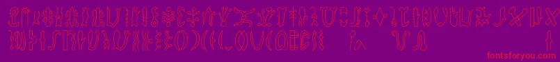 Weitere Informationen zur Rongorongod-Schriftart Rongorongod-Schriftart – Rote Schriften auf violettem Hintergrund