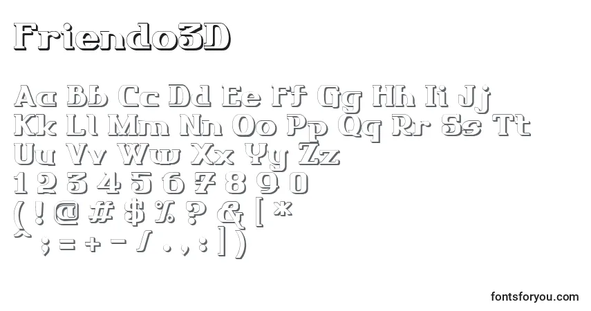 Czcionka Friendo3DР™ – alfabet, cyfry, specjalne znaki