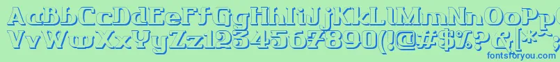 Friendo3DР™-Schriftart – Blaue Schriften auf grünem Hintergrund