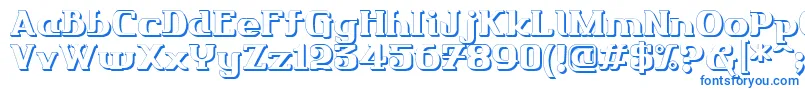 Friendo3DР™-Schriftart – Blaue Schriften auf weißem Hintergrund