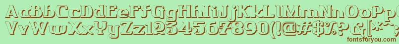Friendo3DР™-Schriftart – Braune Schriften auf grünem Hintergrund