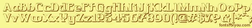 Friendo3DР™ Font – Brown Fonts on Yellow Background