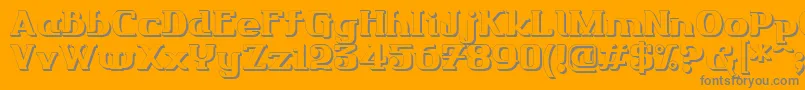 Friendo3DР™-Schriftart – Graue Schriften auf orangefarbenem Hintergrund