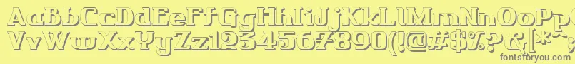 Friendo3DР™-fontti – harmaat kirjasimet keltaisella taustalla