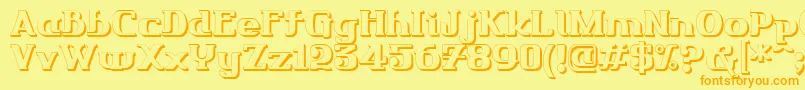 Friendo3DР™ Font – Orange Fonts on Yellow Background