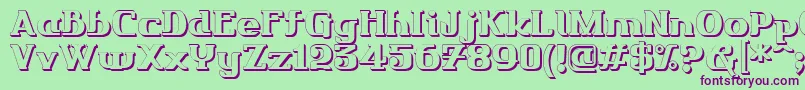 Friendo3DР™-Schriftart – Violette Schriften auf grünem Hintergrund