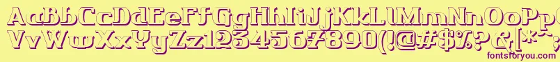 Friendo3DР™-fontti – violetit fontit keltaisella taustalla