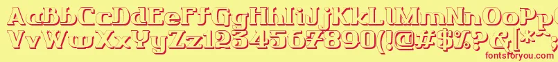 Friendo3DР™-Schriftart – Rote Schriften auf gelbem Hintergrund