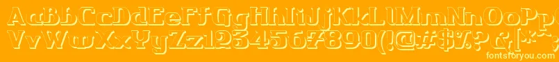 Friendo3DР™ Font – Yellow Fonts on Orange Background