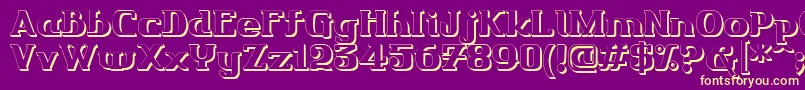 Friendo3DР™-Schriftart – Gelbe Schriften auf violettem Hintergrund