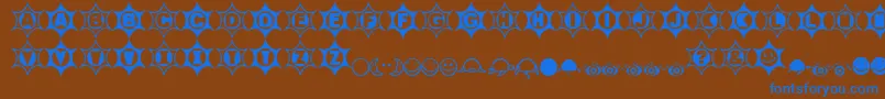 フォントMosuna – 茶色の背景に青い文字