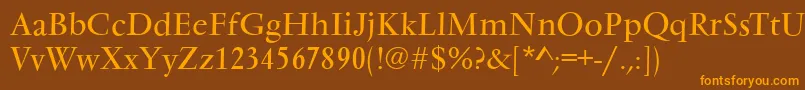 VarennesRegular-Schriftart – Orangefarbene Schriften auf braunem Hintergrund