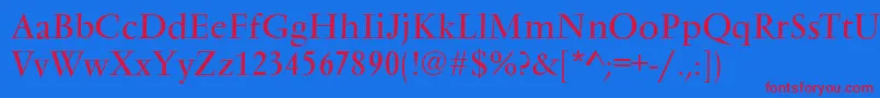 VarennesRegular Font – Red Fonts on Blue Background