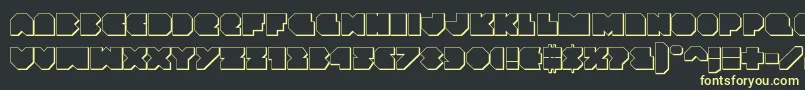 Fonte Vxrocket3D – fontes amarelas em um fundo preto