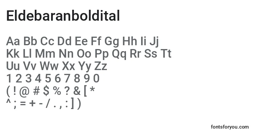 Шрифт Eldebaranboldital – алфавит, цифры, специальные символы