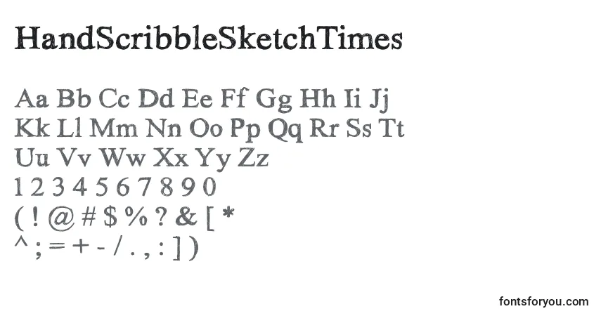 Шрифт HandScribbleSketchTimes – алфавит, цифры, специальные символы