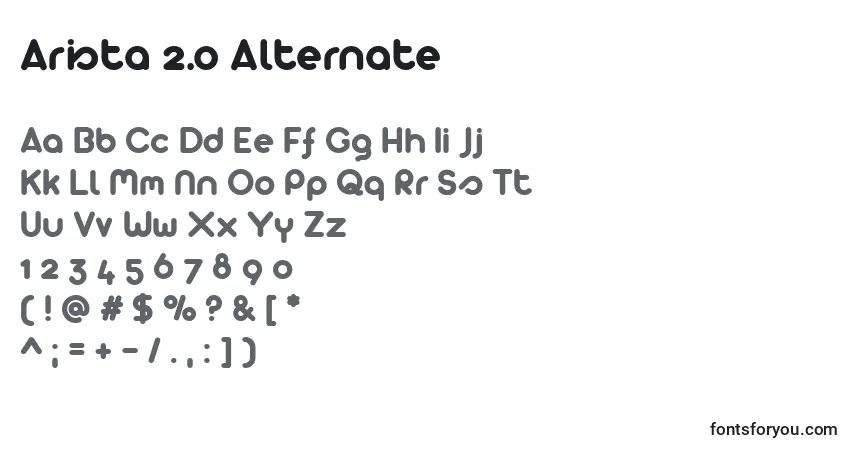 A fonte Arista 2.0 Alternate – alfabeto, números, caracteres especiais