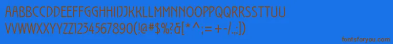 フォントIzisOne – 茶色の文字が青い背景にあります。