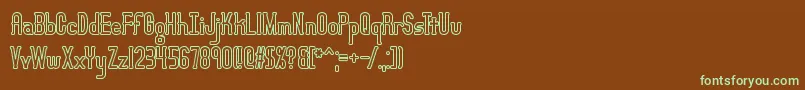 フォントLucidTypeBOutlineBrk – 緑色の文字が茶色の背景にあります。