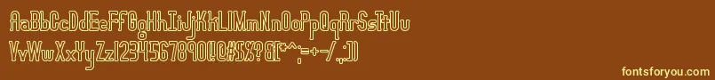 LucidTypeBOutlineBrk-fontti – keltaiset fontit ruskealla taustalla