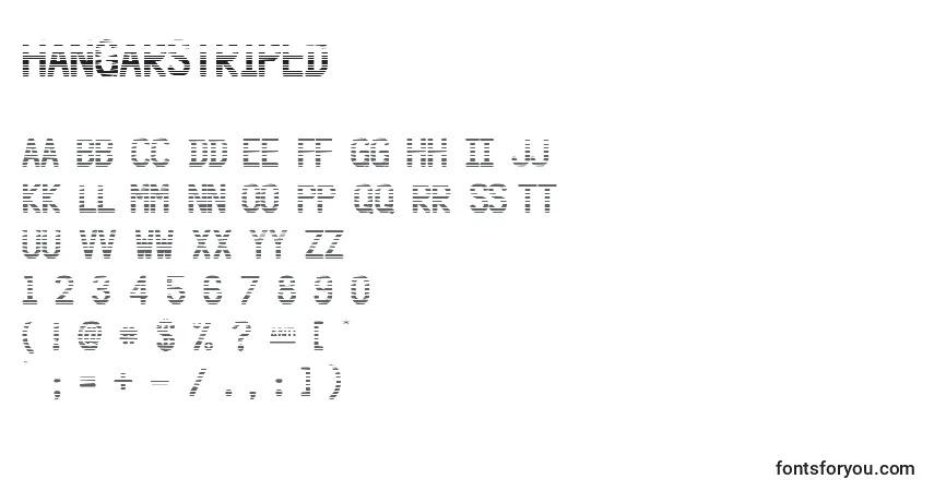 Czcionka HangarStriped – alfabet, cyfry, specjalne znaki