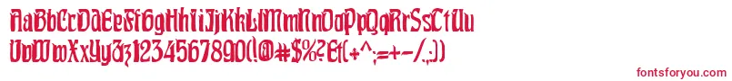 フォントPittoreskCondensed – 白い背景に赤い文字