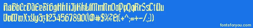 フォントPittoreskCondensed – 黄色の文字、青い背景