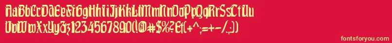 PittoreskCondensed-Schriftart – Gelbe Schriften auf rotem Hintergrund