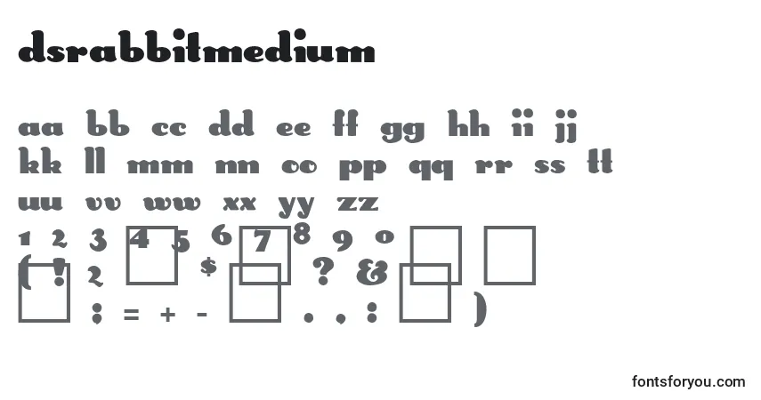 Dsrabbitmedium-fontti – aakkoset, numerot, erikoismerkit