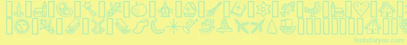 Troyerdecember-Schriftart – Grüne Schriften auf gelbem Hintergrund