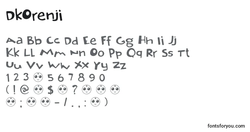 Schriftart DkOrenji – Alphabet, Zahlen, spezielle Symbole