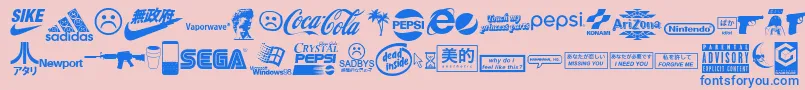 Vaporwave Font – Blue Fonts on Pink Background