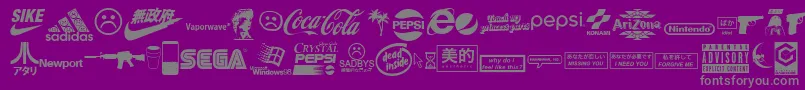 Lisätietoja Vaporwave-fontista Vaporwave-fontti – harmaat kirjasimet violetilla taustalla