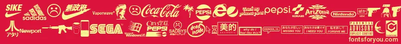 Vaporwave Font – Yellow Fonts on Red Background