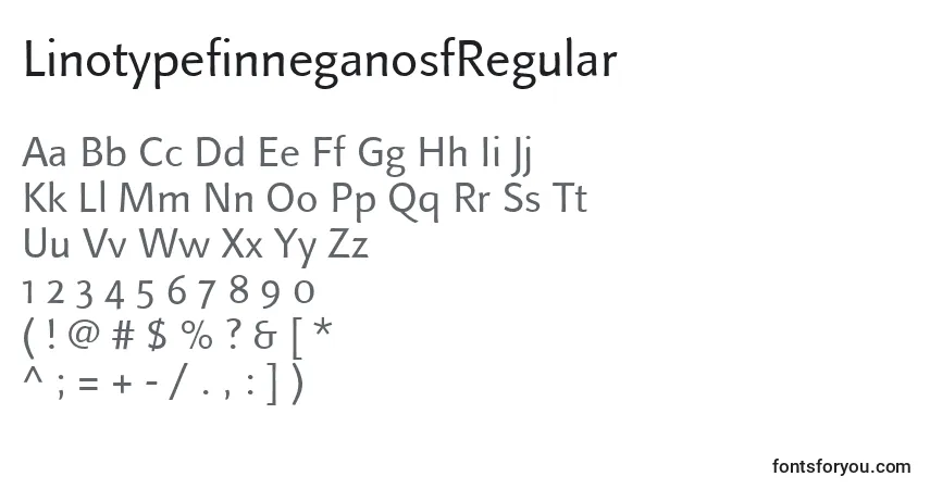 Schriftart LinotypefinneganosfRegular – Alphabet, Zahlen, spezielle Symbole