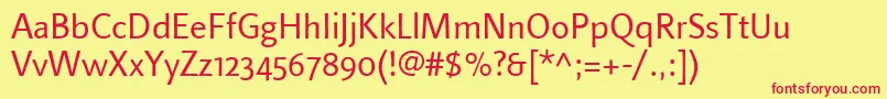 LinotypefinneganosfRegular Font – Red Fonts on Yellow Background