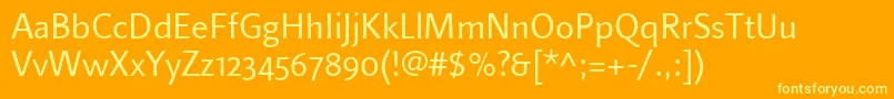LinotypefinneganosfRegular Font – Yellow Fonts on Orange Background