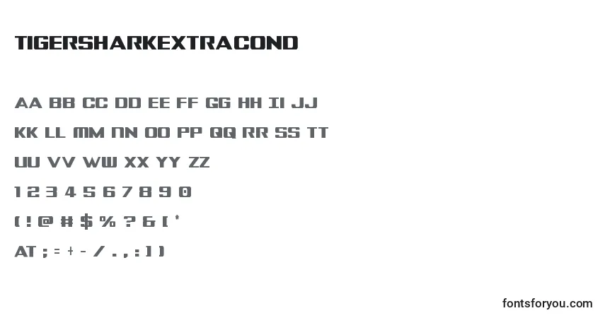 Schriftart Tigersharkextracond – Alphabet, Zahlen, spezielle Symbole