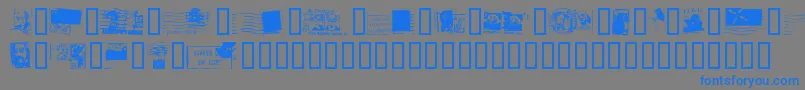 DeadLetterOfficeThirtyTwo-Schriftart – Blaue Schriften auf grauem Hintergrund