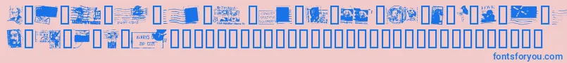 Fonte DeadLetterOfficeThirtyTwo – fontes azuis em um fundo rosa