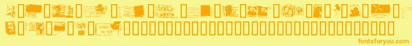 DeadLetterOfficeThirtyTwo-Schriftart – Orangefarbene Schriften auf gelbem Hintergrund