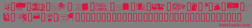 DeadLetterOfficeThirtyTwo-Schriftart – Rote Schriften auf grauem Hintergrund