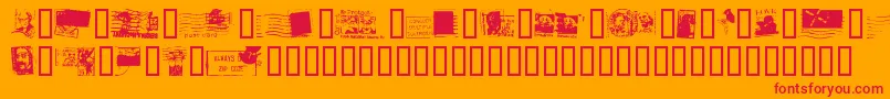 DeadLetterOfficeThirtyTwo-Schriftart – Rote Schriften auf orangefarbenem Hintergrund